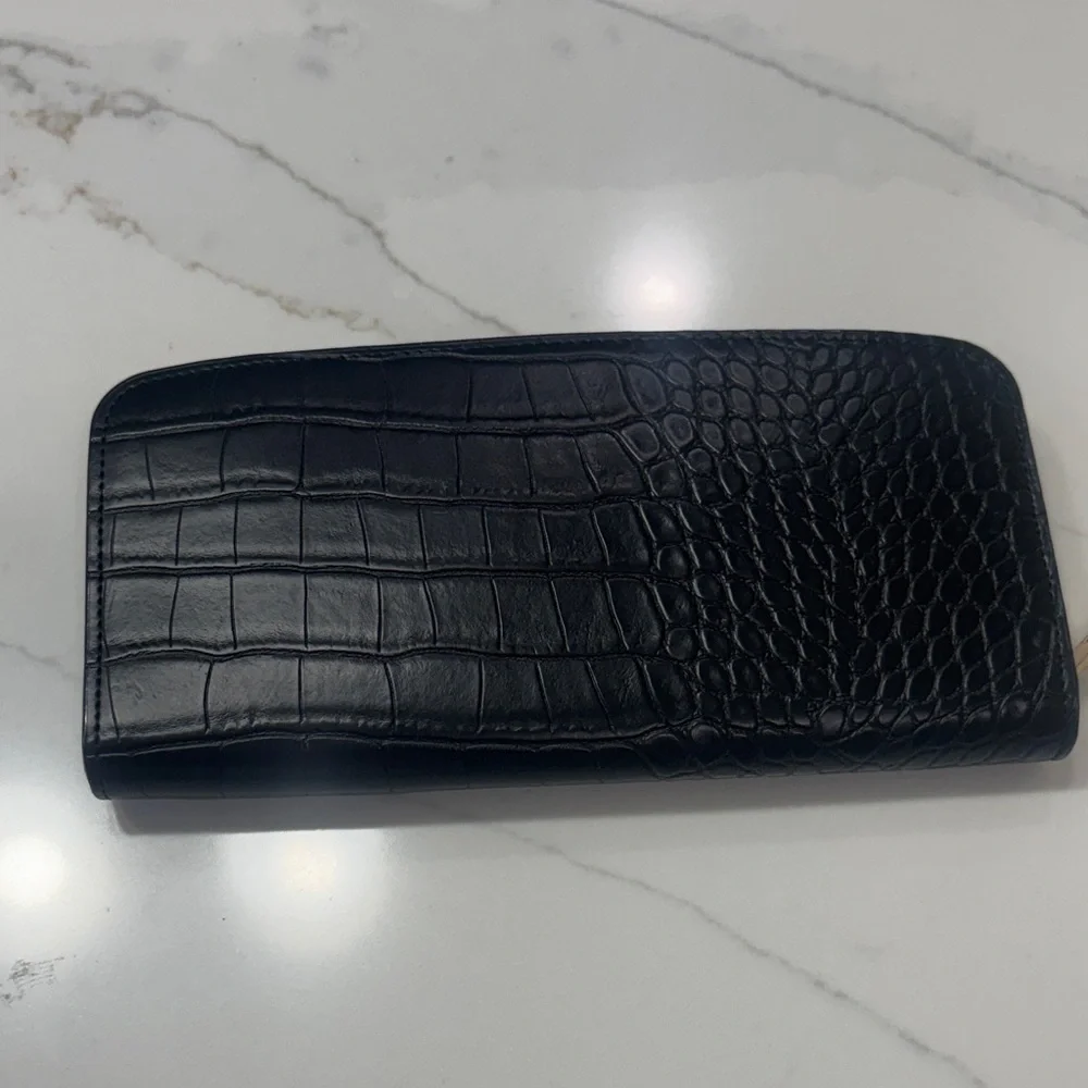 a new day Black faux Croc-Embossed Zip Card & Key Holder